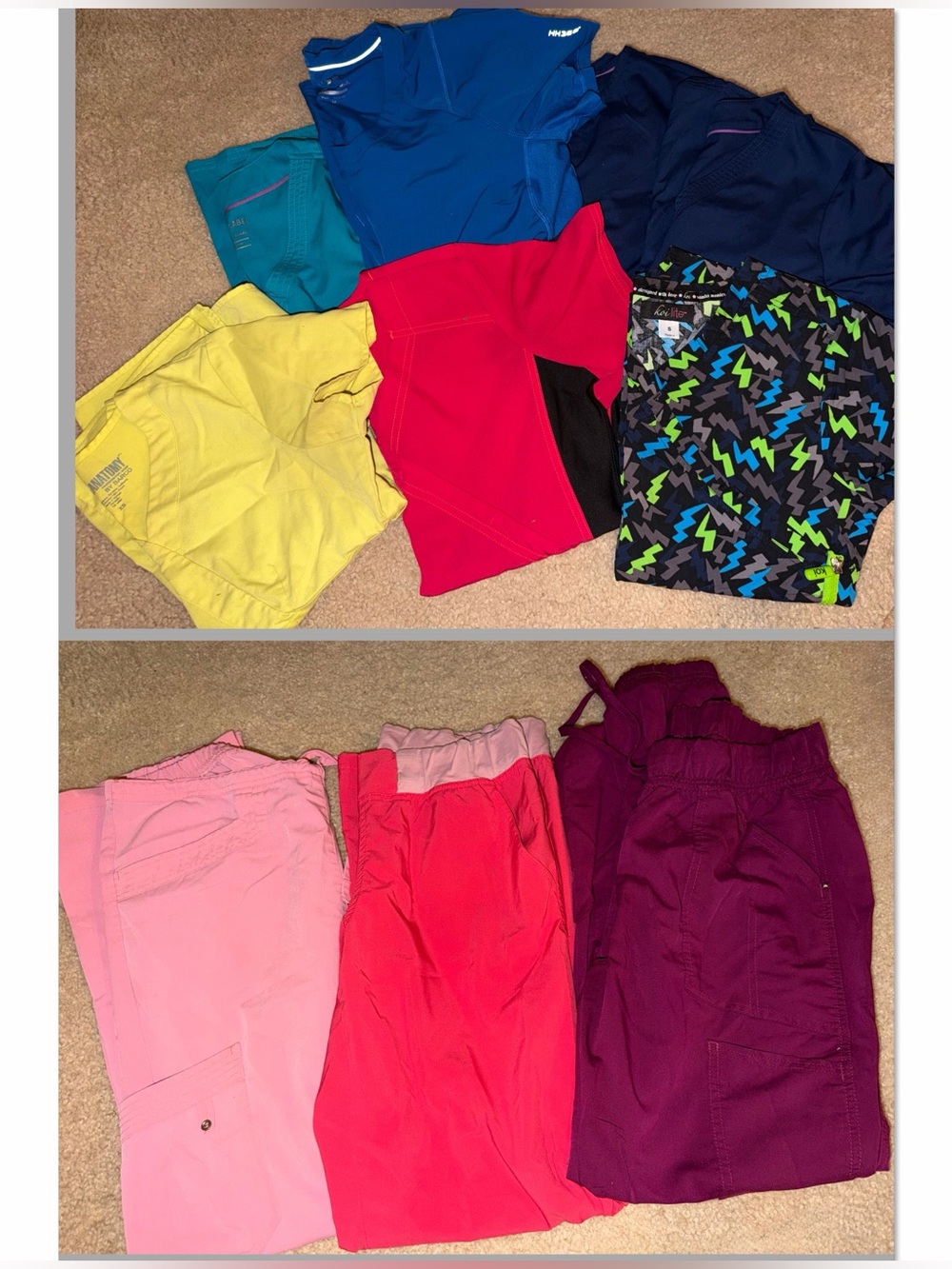 Women's 10pc Scrub Set Uniform Tops & Bottoms Lot sm/med